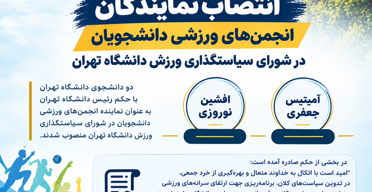 انتصاب نمایندگان انجمن‌های ورزشی دانشجویان در شورای سیاستگذاری ورزش دانشگاه تهران